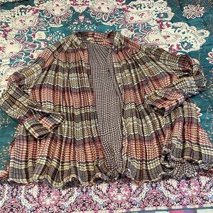 Free People Multicolor Plaid Blouse